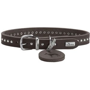 HUNTER Aalborg Style Dog Collar Colour: Dark Brown Greased Full Cowhide Leather, Robust, Comfortable, Stylish Studded Trim, Made in Germany, Size: 37 HUNTER Aalborg Style Dog Collar Colour: Dark Brown Greased Full Cowhide Leather, Robust, Comfortable, Stylish Studded Trim, Made in Germany, Size: 37