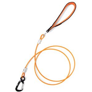 Mighty Paw Chew Proof Dog Lead 1.8m / 6ft Metal Cable Leash, Non Chewable Braided Steel Cord with Padded Handle. Bite Resistant, Great for Small, Medium and Large Pets, and Teething Puppies (Orange) Mighty Paw Chew Proof Dog Lead 1.8m / 6ft Metal Cable Leash, Non Chewable Braided Steel Cord with Padded Handle. Bite Resistant, Great for Small, Medium and Large Pets, and Teething Puppies (Orange)