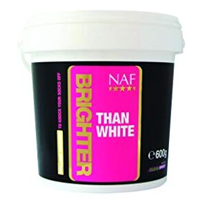 NAF Brighter Than White Powder 600g – Whitening Show Preparation Powder for Horses – Enhances Whites & Brightens Markings – Easy to Use on Legs, Socks & Coats – Competition Ready Finish NAF Brighter Than White Powder 600g – Whitening Show Preparation Powder for Horses – Enhances Whites & Brightens Markings – Easy to Use on Legs, Socks & Coats – Competition Ready Finish