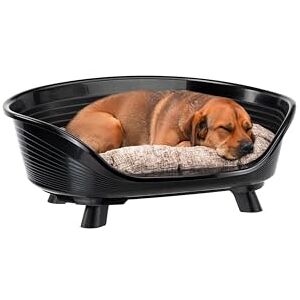 Ferplast Dog Bed With Cotton Cushion, Raised & Washable, Medium Plastic Basket, Breathable & Antislip, THRONE 70,5 x 52 x h 28,5 cm, Black Ferplast Dog Bed With Cotton Cushion, Raised & Washable, Medium Plastic Basket, Breathable & Antislip, THRONE 70,5 x 52 x h 28,5 cm, Black