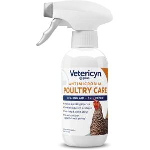 Vetericyn Plus Antimicrobial Poultry Care. Spray To Clean Pecking Wounds, Cuts, Frostbite And Sores On Chickens And Other Bird Species. Offers Non-Toxic Relief Without Stinging Or Burning. 237 Ml Vetericyn Plus Antimicrobial Poultry Care. Spray To Clean Pecking Wounds, Cuts, Frostbite And Sores On Chickens And Other Bird Species. Offers Non-Toxic Relief Without Stinging Or Burning. 237 Ml