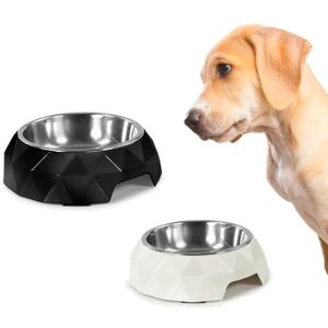 Record – Diamond Dog Bowl – Stainless Steel and Melamine – Removable – Equipped with Non-Slip Rubber Pads – Dimensions: Diameter 18 cm – Capacity 350 ml – White Record – Diamond Dog Bowl – Stainless Steel and Melamine – Removable – Equipped with Non-Slip Rubber Pads – Dimensions: Diameter 18 cm – Capacity 350 ml – White