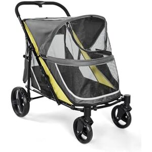 GarveeHome 2-in-1 Folding Dog Trolley for Large Dogs up to 50 kg, Pet Buggy with Mesh Windows, Drink Holder & 360° Wheels, Transport Trolley for Pets (Grey) GarveeHome 2-in-1 Folding Dog Trolley for Large Dogs up to 50 kg, Pet Buggy with Mesh Windows, Drink Holder & 360° Wheels, Transport Trolley for Pets (Grey)