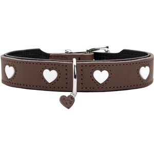 HUNTER Love Dog Collar, Colour: Brown/Black, Soft, Robust Cowhide Leather, Individually Sewn-in Hearts, Handmade, High, Particularly Soft, Made in Germany, Size 42 HUNTER Love Dog Collar, Colour: Brown/Black, Soft, Robust Cowhide Leather, Individually Sewn-in Hearts, Handmade, High, Particularly Soft, Made in Germany, Size 42