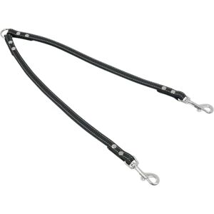JACK AND VANILLA , Double Dog Lead, Fat Leather Model, Black, Size 16 mm x 47 cm JACK AND VANILLA , Double Dog Lead, Fat Leather Model, Black, Size 16 mm x 47 cm