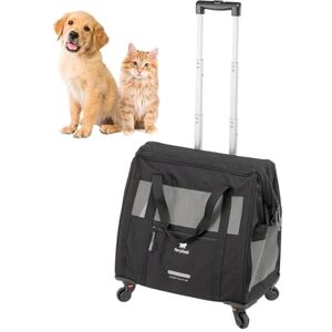 Ferplast Dog Carrier VOYAGER, Cat Carrier, Pet Carrier, Extendable Handle, Adjustable Straps, Wide Opening, Removable Wheels, Max 15 kg, 46 x 26 x 48H cm, Black Ferplast Dog Carrier VOYAGER, Cat Carrier, Pet Carrier, Extendable Handle, Adjustable Straps, Wide Opening, Removable Wheels, Max 15 kg, 46 x 26 x 48H cm, Black