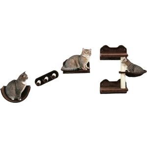 PawHut 4PCs Wall Mounted Cat Tree Cat Wall Shelves W/Scratching Post Dark Brown PawHut 4PCs Wall Mounted Cat Tree Cat Wall Shelves W/Scratching Post Dark Brown