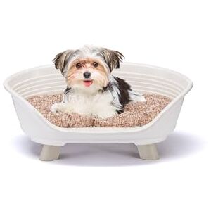 Ferplast Plastic Raised Bed for Dogs and Cats with Cotton Cushion, Washable Plastic Breathable Non-Slip Bed, Throne Design 61.5 x 45 x H 26 cm, White Ferplast Plastic Raised Bed for Dogs and Cats with Cotton Cushion, Washable Plastic Breathable Non-Slip Bed, Throne Design 61.5 x 45 x H 26 cm, White
