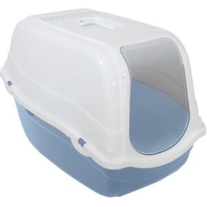 Rosewood Romeo Plastic Cat Litter Tray with Hood, Covered Cat Toilet, Charcoal Filter for Odour Control, Easy Clean Light Blue/White Rosewood Romeo Plastic Cat Litter Tray with Hood, Covered Cat Toilet, Charcoal Filter for Odour Control, Easy Clean Light Blue/White