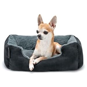 lionto Dog bed with reversible pillow and non-slip underside, robust pet cushion with low entry for dogs and cats of all ages, 50x37 cm, cuddly dog bed, black/grey lionto Dog bed with reversible pillow and non-slip underside, robust pet cushion with low entry for dogs and cats of all ages, 50x37 cm, cuddly dog bed, black/grey