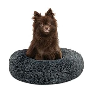 lionto Donut bed for dogs and cats, fluffy round dog bed for small and large pets, Ø 40 cm, soft cat bed made of cuddly plush, dog cushion with extra thick filling, dark grey lionto Donut bed for dogs and cats, fluffy round dog bed for small and large pets, Ø 40 cm, soft cat bed made of cuddly plush, dog cushion with extra thick filling, dark grey