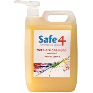 Safe4 Vet Care Shampoo (5L, Peach) Antimicrobial & Anti-Fungal Formula for Healthy, Shiny Coats pH Neutral Cleansing Shampoo with Easy Pump Dispenser Trusted by Professionals Safe4 Vet Care Shampoo (5L, Peach) Antimicrobial & Anti-Fungal Formula for Healthy, Shiny Coats pH Neutral Cleansing Shampoo with Easy Pump Dispenser Trusted by Professionals