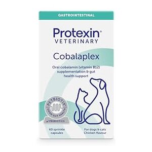 Protexin Veterinary Cobalaplex Capsules for Cats and Dogs, Vitamin B12 and Vitamin B9 Supplement for Gut Health, Chicken Flavour, 60 Capsules Protexin Veterinary Cobalaplex Capsules for Cats and Dogs, Vitamin B12 and Vitamin B9 Supplement for Gut Health, Chicken Flavour, 60 Capsules