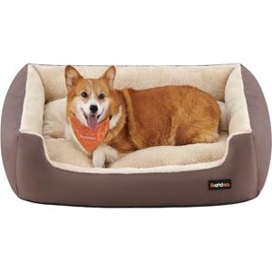 Feandrea Dog Bed, Dog Sofa Bed with Removable Reversible Cushion, Raised Edges, Non-Slip Bottom, L, 85 x 65 x 21 cm, Coffee Brown and Sand Beige PGW04Z Feandrea Dog Bed, Dog Sofa Bed with Removable Reversible Cushion, Raised Edges, Non-Slip Bottom, L, 85 x 65 x 21 cm, Coffee Brown and Sand Beige PGW04Z