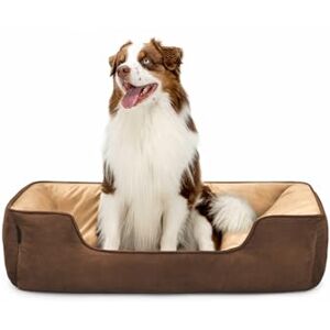 lionto Dog bed 2-in-1 with comfortable entry, cuddly pet bed for dogs and cats that can be turned, 110x80 cm, dog cushion in easy-care suede look, brown/beige lionto Dog bed 2-in-1 with comfortable entry, cuddly pet bed for dogs and cats that can be turned, 110x80 cm, dog cushion in easy-care suede look, brown/beige