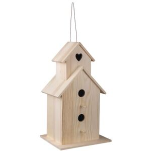 Rayher Bird House for Wild Birds, Wooden Nesting Box for Small Birds, 22x19x39cm, natural wood, 64510505 Rayher Bird House for Wild Birds, Wooden Nesting Box for Small Birds, 22x19x39cm, natural wood, 64510505