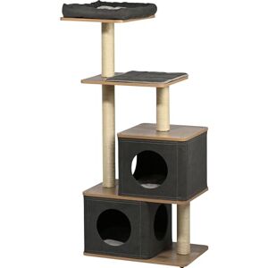 dobar ® Hannah Wooden Scratching Post with Sisal Scratching Posts and Anthracite Cover Cat Furniture with Cuddly Cave 58 x 38 x 133 cm dobar ® Hannah Wooden Scratching Post with Sisal Scratching Posts and Anthracite Cover Cat Furniture with Cuddly Cave 58 x 38 x 133 cm