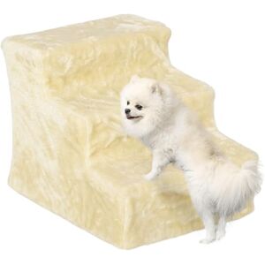 PawHut Dog Steps for Sofa, 3 Steps Dog Stairs, Pet Stairs, with Washable Plush Cover, for Small Breeds, Cats Beige PawHut Dog Steps for Sofa, 3 Steps Dog Stairs, Pet Stairs, with Washable Plush Cover, for Small Breeds, Cats Beige