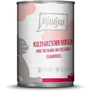 MjAMjAM premium wet food for cats culinary venison and turkey with fresh cranberries, pack of 6 (6 x 400 g), grain-free with extra meat MjAMjAM premium wet food for cats culinary venison and turkey with fresh cranberries, pack of 6 (6 x 400 g), grain-free with extra meat