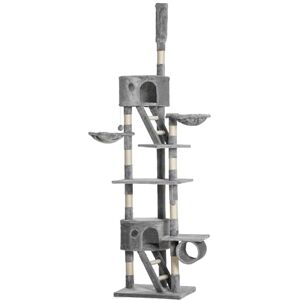 PawHut 240-260cm Floor to Ceiling Cat Tree with Scratching Posts Light Grey PawHut 240-260cm Floor to Ceiling Cat Tree with Scratching Posts Light Grey