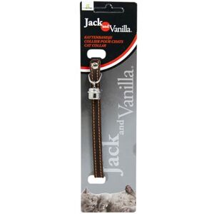 JACK AND VANILLA , Adjustable Fat Leather Cat Collar with Safety Buckle and Tag Ring, Brown, Size 10 mm x 30 cm, Leather Model JACK AND VANILLA , Adjustable Fat Leather Cat Collar with Safety Buckle and Tag Ring, Brown, Size 10 mm x 30 cm, Leather Model