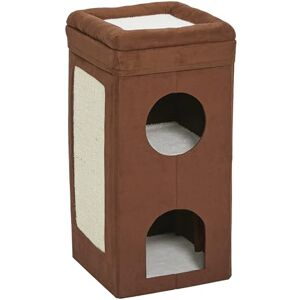 MidWest Homes for Pets Feline Nuvo Curious Cat Condo, Tri-Level Cat Tree, Faux Brown Suede with Hideaways, Bed Top & Sisal Scratch Panel, for Multiple Cats MidWest Homes for Pets Feline Nuvo Curious Cat Condo, Tri-Level Cat Tree, Faux Brown Suede with Hideaways, Bed Top & Sisal Scratch Panel, for Multiple Cats
