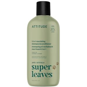 ATTITUDE 2-in-1 Nourishing Shampoo & Conditioner for Cat & Dog, Plant- and Mineral-Based Ingredients, Vegan, Lavender & Argan Oil, 473 mL ATTITUDE 2-in-1 Nourishing Shampoo & Conditioner for Cat & Dog, Plant- and Mineral-Based Ingredients, Vegan, Lavender & Argan Oil, 473 mL