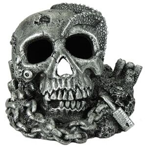 Classic Silver Skull Aquarium Fish Tank Ornament - 190x180x140mm Classic Silver Skull Aquarium Fish Tank Ornament - 190x180x140mm