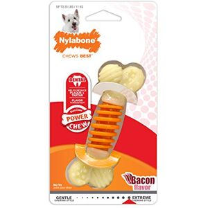 Nylabone Extreme Tough Pro Action Dog Chew Toy, Cleans Teeth, Bacon Flavour, Small, for Dogs Up to 11 kg Nylabone Extreme Tough Pro Action Dog Chew Toy, Cleans Teeth, Bacon Flavour, Small, for Dogs Up to 11 kg