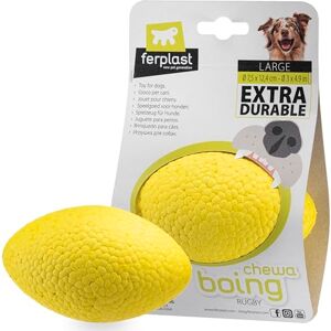 Ferplast CHEWA BOING RUGBY Dog Toy Super Bouncing & Floating Innovative Chewing-Resistant Material 3D Texture for Dental Hygiene Ultra Durable Italian Design Size L, Yellow Ferplast CHEWA BOING RUGBY Dog Toy Super Bouncing & Floating Innovative Chewing-Resistant Material 3D Texture for Dental Hygiene Ultra Durable Italian Design Size L, Yellow