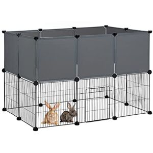Relaxdays Free-Range Enclosure for Small Pets, HxWxD: 72.5 x 110 x 74 cm, Extendable Metal Cage, Plug-In, Black/Grey Relaxdays Free-Range Enclosure for Small Pets, HxWxD: 72.5 x 110 x 74 cm, Extendable Metal Cage, Plug-In, Black/Grey