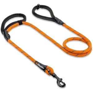 Sweetie Rope Dog Lead Innovative Design with Two Padded Handles Reflective Stitching & O-Ring 5 FT Long Leash for Medium & Large Sized Pets Weather Resistant & Strong Material. Orange Sweetie Rope Dog Lead Innovative Design with Two Padded Handles Reflective Stitching & O-Ring 5 FT Long Leash for Medium & Large Sized Pets Weather Resistant & Strong Material. Orange