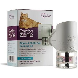 Zone Calming Pheromone Diffuser Starter Kit, for a Calm Single or Multi-Cat Home, Reduces Stress, Spraying, Scratching & Other Problematic Behaviours, 1 Diffuser & 1 Refill Zone Calming Pheromone Diffuser Starter Kit, for a Calm Single or Multi-Cat Home, Reduces Stress, Spraying, Scratching & Other Problematic Behaviours, 1 Diffuser & 1 Refill