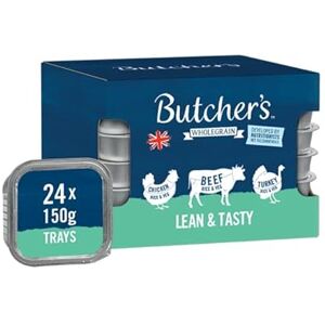 BUTCHER'S Complete Wet Tray Adult Dog Food Lean & Tasty Low Fat Pack 24x150g Chicken, Beef & Turkey BUTCHER'S Complete Wet Tray Adult Dog Food Lean & Tasty Low Fat Pack 24x150g Chicken, Beef & Turkey