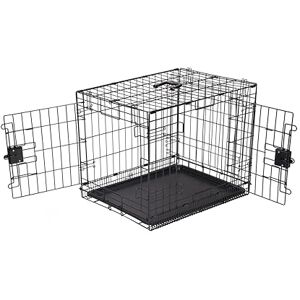 Amazon Basics Medium Metal Dog Crate/Cage with Tray, Durable and Foldable Dog Cage with Double Door, Black, Medium 76cm (30") Amazon Basics Medium Metal Dog Crate/Cage with Tray, Durable and Foldable Dog Cage with Double Door, Black, Medium 76cm (30")