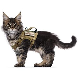 Khaki Adjustable Escape Proof Tactical Cat Harness for Large Cat & Small Dog Khaki Adjustable Escape Proof Tactical Cat Harness for Large Cat & Small Dog