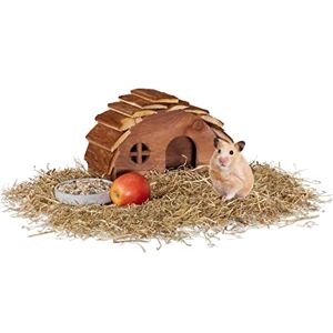Relaxdays Wooden Hamster House, Round Den, Rodent Hideout, Accessory for Small Pets’ Habitat, 17 x 25 x 15 cm, Natural Relaxdays Wooden Hamster House, Round Den, Rodent Hideout, Accessory for Small Pets’ Habitat, 17 x 25 x 15 cm, Natural