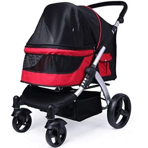 Begonial Double Dog Stroller Pet Four-Wheeled Trolley Cats Dogs Carts Shockproof Durable Stroller Adjustable Direction One-Click (C)