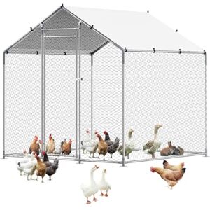 VEVOR Metal Chicken Coop, 6.56x6.56x6.56ft Large Walk-in Chicken Runs with Cover, Spire Roof Hen House Enclosure with Security Lock, Outdoor Duck Rabbit Cage Poultry Pen for Backyard, Farm, Yard VEVOR Metal Chicken Coop, 6.56x6.56x6.56ft Large Walk-in Chicken Runs with Cover, Spire Roof Hen House Enclosure with Security Lock, Outdoor Duck Rabbit Cage Poultry Pen for Backyard, Farm, Yard