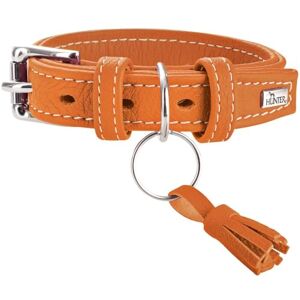 HUNTER Cannes Dog Collar Leather Nappa Leather Soft Elegant Elegant 40 (XS-S), Orange HUNTER Cannes Dog Collar Leather Nappa Leather Soft Elegant Elegant 40 (XS-S), Orange