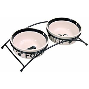 Trixie Eat on Feet Two Ceramic Dog Bowl Set, 0.25 Litre Trixie Eat on Feet Two Ceramic Dog Bowl Set, 0.25 Litre