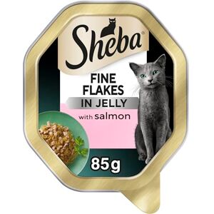 Sheba Fine Flakes Cat Food Tray with Salmon in Jelly 2x11x85g Sheba Fine Flakes Cat Food Tray with Salmon in Jelly 2x11x85g