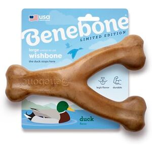 Benebone Wishbone Durable Dog Chew Toy for Aggressive Chewers, Duck, Made in USA, Large Benebone Wishbone Durable Dog Chew Toy for Aggressive Chewers, Duck, Made in USA, Large