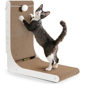 Gimars Thickened L Shape 47cm Cardboard Cat Scratcher with Mint Ball, Large Cat Scratching Board Wall Mounted, Cat Scratch Pad Toys for Protecting Furniture Gimars Thickened L Shape 47cm Cardboard Cat Scratcher with Mint Ball, Large Cat Scratching Board Wall Mounted, Cat Scratch Pad Toys for Protecting Furniture