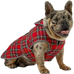 Ancol Heritage Dog Coat in Red Tartan Fleece Lined Pet Jacket with Chest Protector and Zipped Harness Hole Reflective Edging Puppy Apparel S/M Ancol Heritage Dog Coat in Red Tartan Fleece Lined Pet Jacket with Chest Protector and Zipped Harness Hole Reflective Edging Puppy Apparel S/M