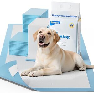 Barpor Extra Large Puppy Training Pads 60x90cm Super Absorbent Leak-Proof Dog Pee Pads with Quick-Dry Surface, 6-Layer Disposable Pet Toilet Mats, Anti-Slip for Large Dogs, Indoor Use 20Pcs Barpor Extra Large Puppy Training Pads 60x90cm Super Absorbent Leak-Proof Dog Pee Pads with Quick-Dry Surface, 6-Layer Disposable Pet Toilet Mats, Anti-Slip for Large Dogs, Indoor Use 20Pcs