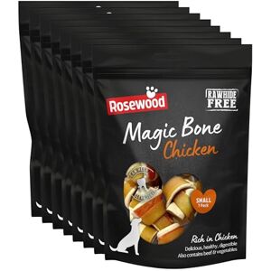 Rosewood Magic Bone Chicken Treats for Dogs Chicken Flavour Dog Treats, Rawhide Free, Small Sized Dog Chews for Small, Medium and Large Dogs, 7pc (Case of 8 x 105g) Rosewood Magic Bone Chicken Treats for Dogs Chicken Flavour Dog Treats, Rawhide Free, Small Sized Dog Chews for Small, Medium and Large Dogs, 7pc (Case of 8 x 105g)