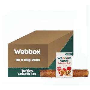 Webbox Tuffies Collagen Roll Dog Treats, Beef Supports Joint & Skin Health, Highly Digestible Healthy Treat (30 x 60g Rolls) Webbox Tuffies Collagen Roll Dog Treats, Beef Supports Joint & Skin Health, Highly Digestible Healthy Treat (30 x 60g Rolls)