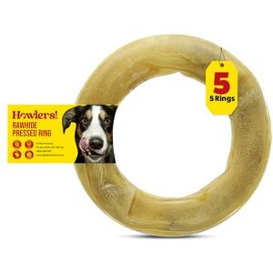 HOWLERS Pack of 5 Natural 15cm Dog Chews Rawhide Pressed Rings Natural Ring Shaped Hide Chews For Dogs Rawhide Dog Chew Made From Natural Ingredients HOWLERS Pack of 5 Natural 15cm Dog Chews Rawhide Pressed Rings Natural Ring Shaped Hide Chews For Dogs Rawhide Dog Chew Made From Natural Ingredients