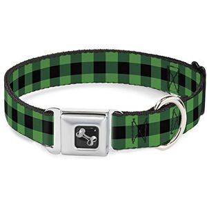 Buckle-Down Seatbelt Buckle Dog Collar Buffalo Plaid Black/Neon Green 1" Wide Fits 11-17" Neck Medium Buckle-Down Seatbelt Buckle Dog Collar Buffalo Plaid Black/Neon Green 1" Wide Fits 11-17" Neck Medium